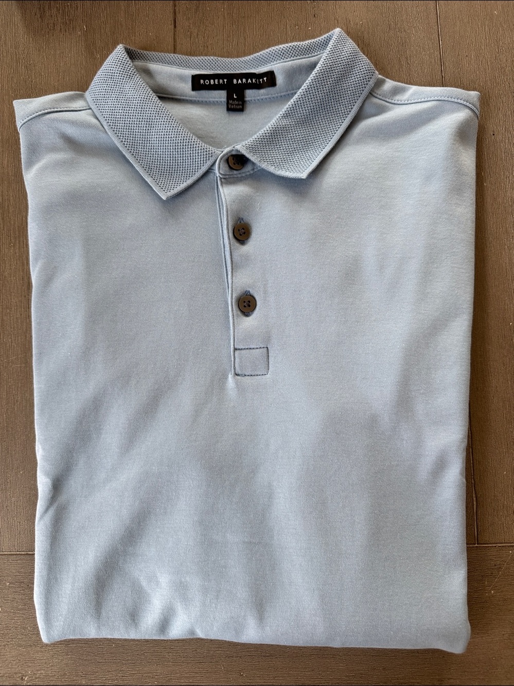 Men’s Robert Barakett Light Blue Long-Sleeve Polo Shirt